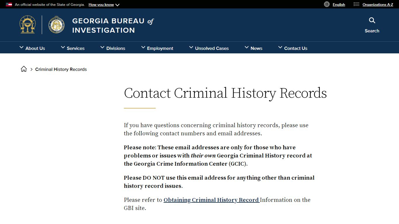 Criminal History Records | Georgia Bureau of Investigation